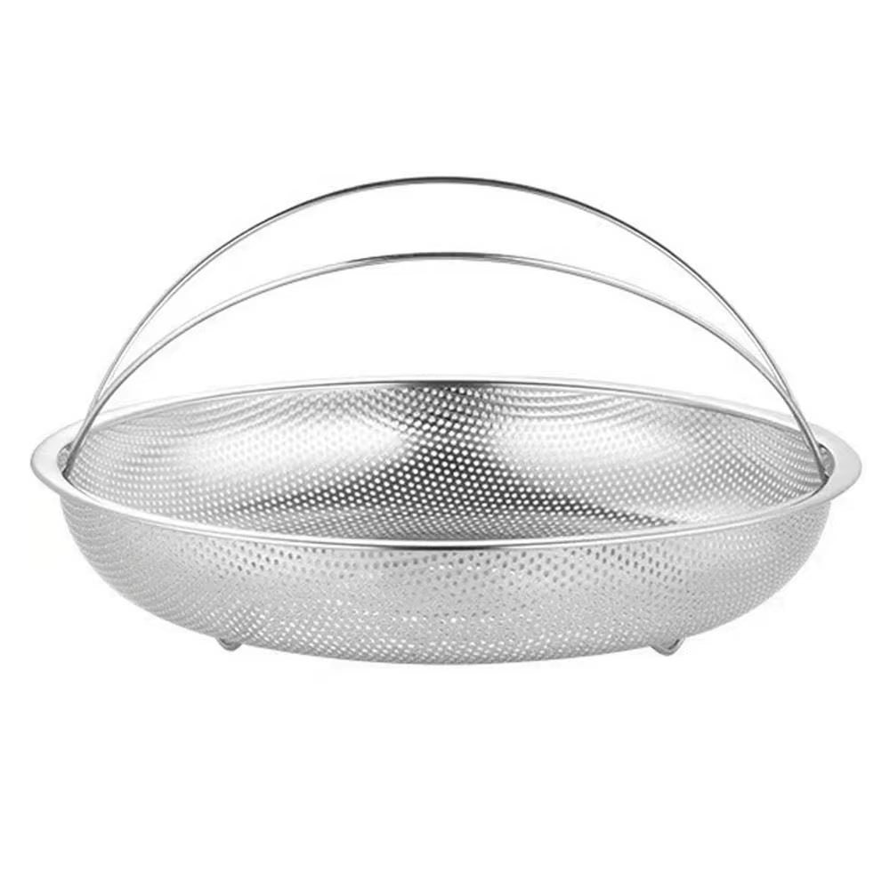 22.5/25.5Cm Stainless Steel Food Steamer Basket Pressure Cooker Steamer Basket with Handle Steaming Grid Drainer Cooking Utensil