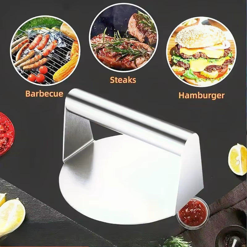 Stainless Steel Smash Burger Press with Handle Circular Meat Press Mold Hamburger Pressing Tool Kitchen Accessories Household
