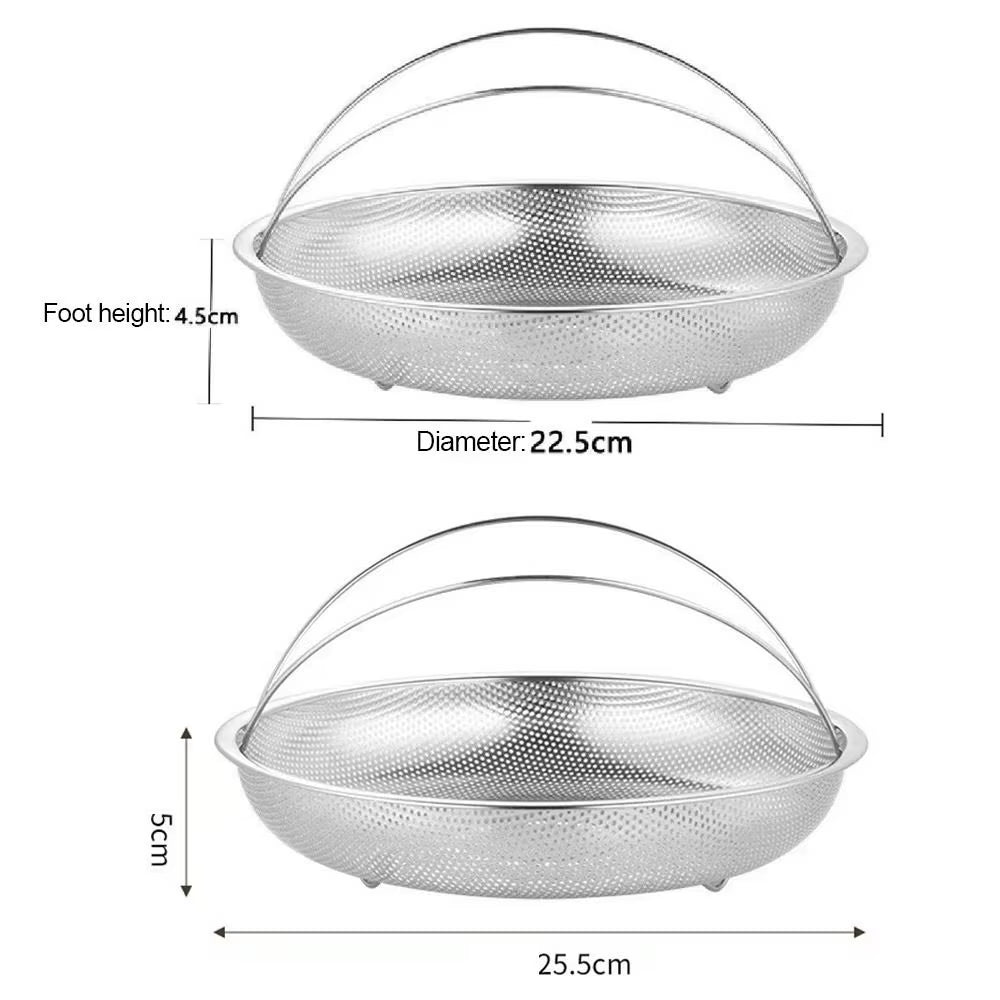 22.5/25.5Cm Stainless Steel Food Steamer Basket Pressure Cooker Steamer Basket with Handle Steaming Grid Drainer Cooking Utensil