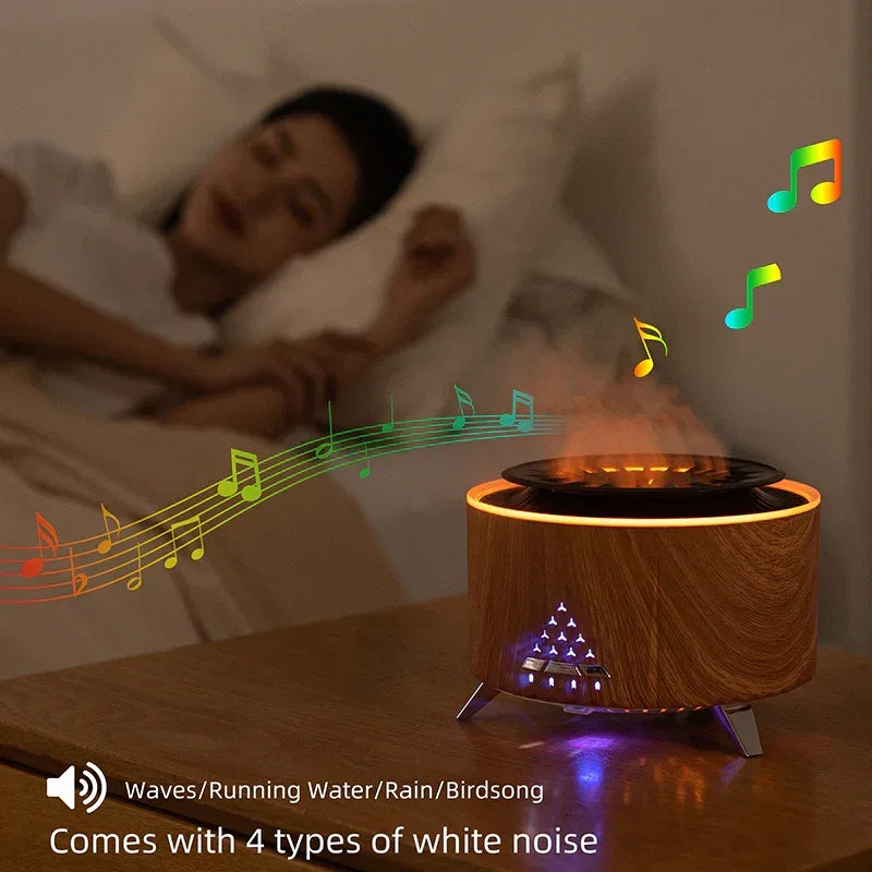 Volcano Flame Humidifier - Remote Control Aromatherapy Diffuser 350ml - MAIFRENCO INC