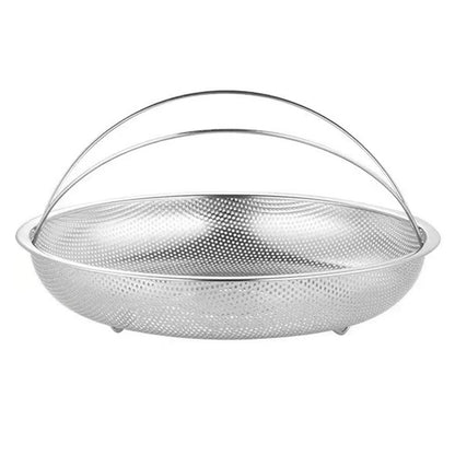22.5/25.5Cm Stainless Steel Food Steamer Basket Pressure Cooker Steamer Basket with Handle Steaming Grid Drainer Cooking Utensil