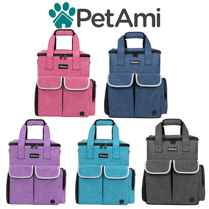 Dog Travel Bag Pet Supplies Accessories Organizer for Traveling, Camping, Weekend; Cat Pet Travel Kit Includes 2 Food Storage Containers, 2 Collapsible Bowls, 1 Feeding Mat (Dark Gray)