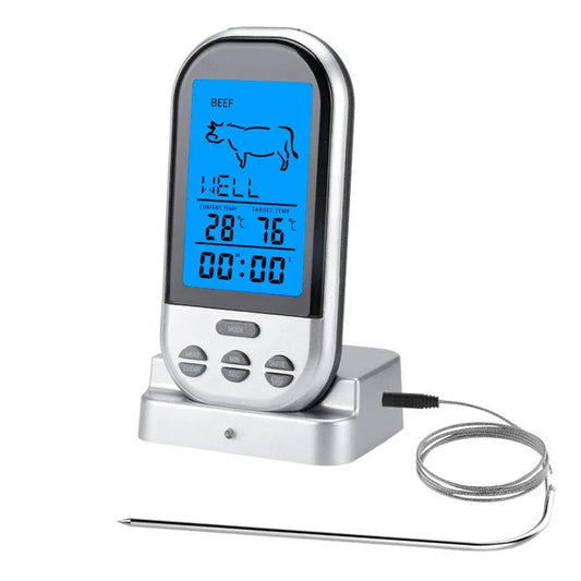 Wireless Food Thermometer with Probe – Digital Meat Thermometer for BBQ, Grilling & Oven Cooking