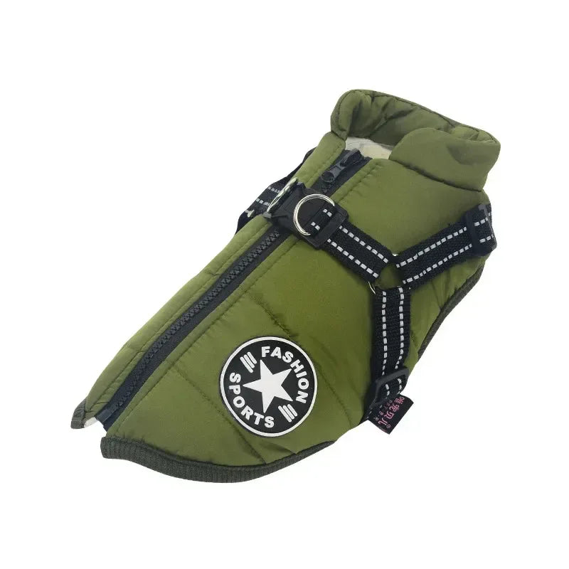 waterproof winter dog coat with built-in harness | warm clothes for large & small pets