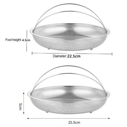 22.5/25.5Cm Stainless Steel Food Steamer Basket Pressure Cooker Steamer Basket with Handle Steaming Grid Drainer Cooking Utensil
