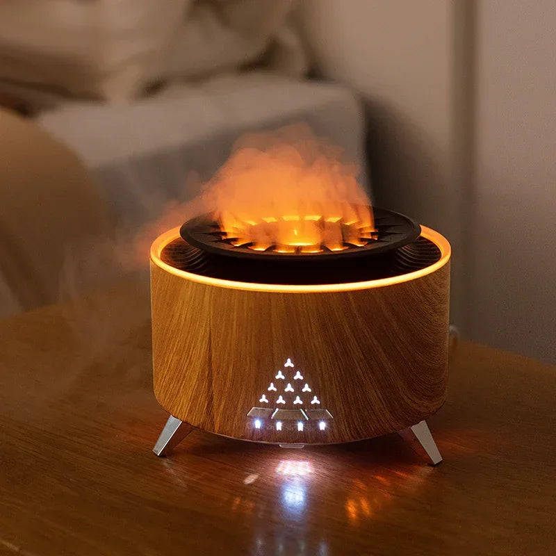 Volcano Flame Humidifier - Remote Control Aromatherapy Diffuser 350ml - MAIFRENCO INC