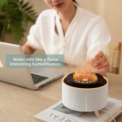 Volcano Flame Humidifier - Remote Control Aromatherapy Diffuser 350ml - MAIFRENCO INC