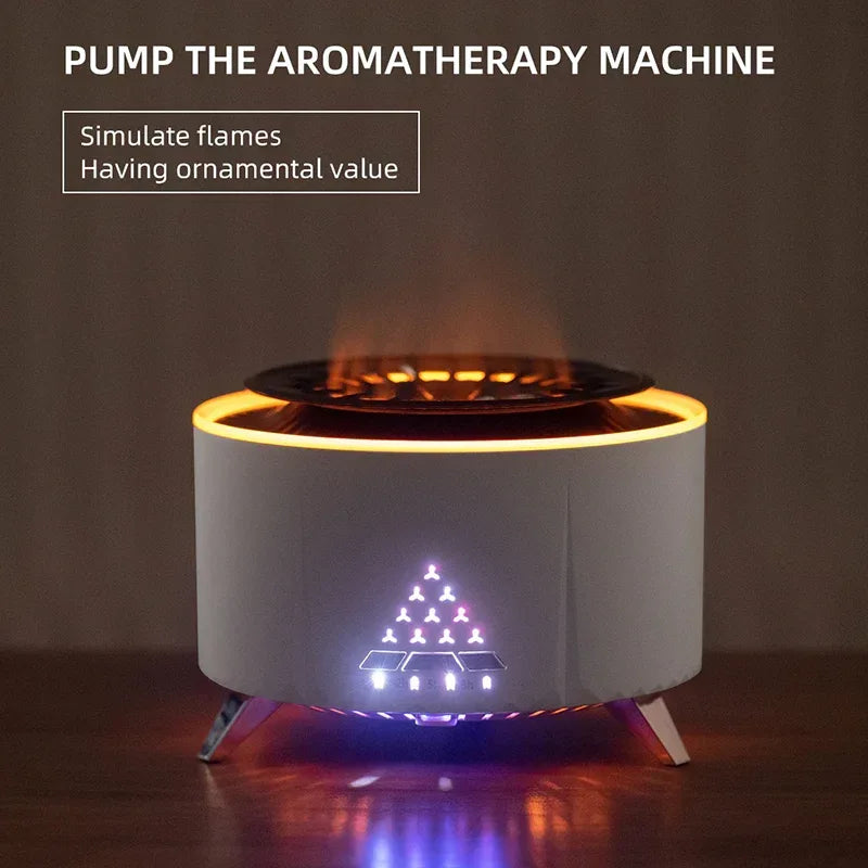 Volcano Flame Humidifier - Remote Control Aromatherapy Diffuser 350ml - MAIFRENCO INC