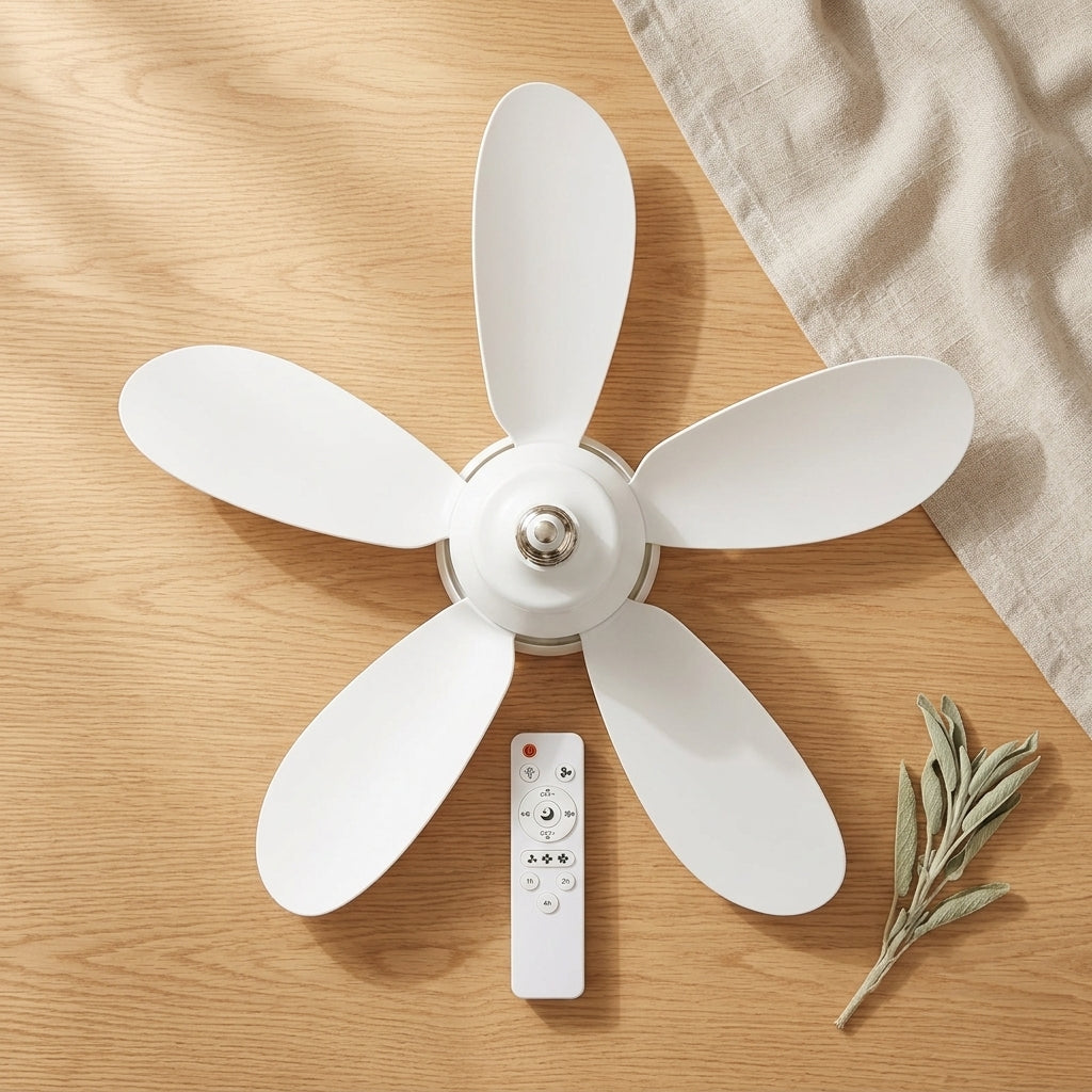 40w socket ceiling fan with led light & remote - 21.5" e27 screw-in fan for bedroom & bathroom