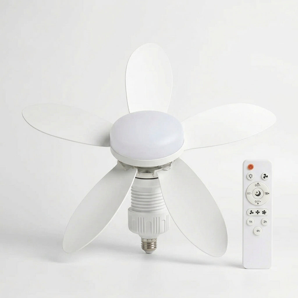 40w socket ceiling fan with led light & remote - 21.5" e27 screw-in fan for bedroom & bathroom