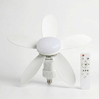 40W Socket Ceiling Fan with LED Light & Remote - 21.5" E27 Screw-In Fan for Bedroom & Bathroom